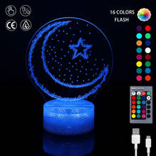 Multi cor festival lâmpada com controle remoto e toque eid mubarak ramadan decoração lua estrela luz decorativa luz do feriado lâmpada 2024 - compre barato