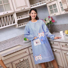 Zipper Kitchen Apron Long Sleeve Men And Women Waterproof And Oil Proof Overalls Protective Clothing Adult Smock 2024 - buy cheap