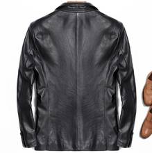 Jaqueta de couro masculina motocicleta 100% natural genuíno pele de carneiro slim fit clássica formal preta 2024 - compre barato