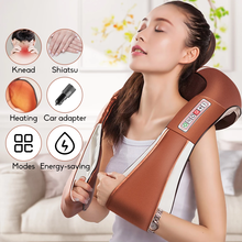 Shiatsu elétrica corpo ombro pescoço massageador u forma de volta infravermelho 4d amassar massagem para carro cuidados de saúde em casa melhor presente 2024 - compre barato