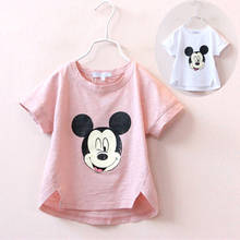 Disney-camisetas de Mickey para niña, ropa de primavera y otoño, camisetas de manga corta, ropa para niña 2024 - compra barato