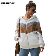 XUANSHOW 2019 Winter Women Hoodie Sweatshirt Loose Zipper Long Sleeve Stitching Plush Coat Keep Warm Clothes Sudadera Mujer 2024 - buy cheap