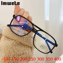 Imwete Anti Blue Light Blocking Finished Myopia Glasses Women Men Fashion Trend Nearsighted Computer Spectacles-1.0 1.5 2.0 2024 - buy cheap