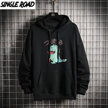 Único estrada hoodies dos homens 2020 outono dinossauro moletom japonês streetwear harajuku oversized preto moletom com capuz 2024 - compre barato