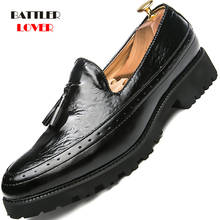 Zapatos de moda para hombre, calzado de vestir con borla, zapatos Oxford de piel de serpiente de diseñador con plataforma, marca de lujo Formal de cuero 2024 - compra barato