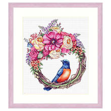 Plant Flower Fishxx Home Hand Embroidery B1552 Blue Bird And Garland Cross Stitch Kit Decorative Painting 2024 - buy cheap