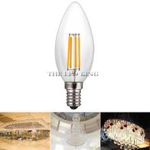 Светодиодный нити чип E14 E27 220V затемнения Эдисон лампы в форме свечи светильник лампы 2W 4W 8W 12W заменить мощностью 10 Вт, 20 Вт, 40 Вт, 60 Вт лампа накаливания светильник Инж 2024 - купить недорого