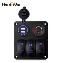 Herorider 3 Gang Rocker Switch Panel Car Styling Voltmeter Dual USB Charge For Marine Boat Car Switch Panel Circuit Breakers 2024 - buy cheap
