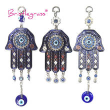 BRISTLEGRASS Turkish Blue Evil Eye Hamsa Hand Amulets Lucky Charms Wall Hanging Pendants Pendulum Blessing Protection Home Decor 2024 - buy cheap