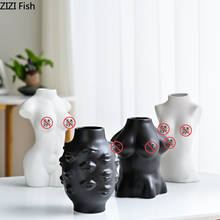 Estátua de cerâmica para arte corporal vaso de cerâmica, vaso de mesa, flor, inserção de ornamentos, artesanato de porcelana branca, decoração moderna para casa 2024 - compre barato