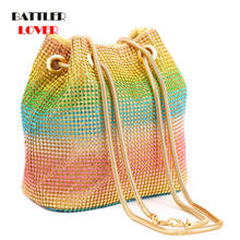 Mini bolsa de mão arco-íris feminina, bolsa de ombro e bolsas de mão para mulheres, bolsa de mão de cristal com strass, bolsa transversal de festa, 2021 2024 - compre barato