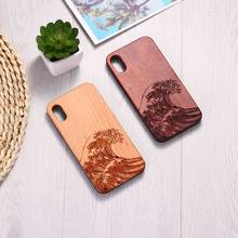 The Great Wave Off Kanagawa Wave Engraved Wood Phone Case Funda For iPhone12  6S 6Plus 7 7Plus 8 8Plus XR X XS 11 Pro Max 2024 - buy cheap