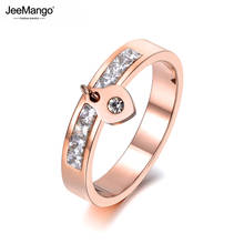 JeeMango Stainless Steel Ring Rose Gold Color AAA Zircon Shinning Rhinestone Hang Heart For Christmas Gift Girl Women JR18142 2024 - buy cheap