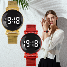 Reloj con pantalla táctil LED redonda para mujer, reloj electrónico de moda para chicas, Correa magnética, 2020 2024 - compra barato