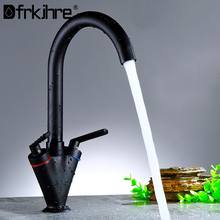 Black Bronze Kitchen Faucet Deck Mounted Double Handle Single Hole 360 Degree Rotation Hot Cold Water Mixer Faucet  Sink Tap 2024 - buy cheap