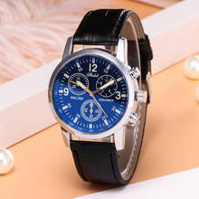 2021 Men Quartz Watch Relogio Masculino Blue-ray glass neutral quartz simulates wrist epidermal Leather Strap reloj hombre#Q 2024 - buy cheap