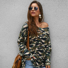 Women Leopard Camouflage Animal Print Long Sleeve Top Sexy Off Shoulder Vintage Tunic Tops Casual Loose T shirt Woman 2024 - buy cheap