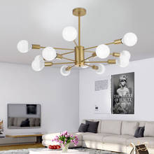 Lustre nórdico moderno simples, sala de estar, quarto, sala de jantar, personalidade criativa, lâmpada de ferro led, formato de feijão dourado 2024 - compre barato