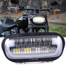 Para gordo bob farol de motocicleta led hi low beam branco drl 55w lâmpada de condução dianteira para fatbob 2018 2019 2024 - compre barato