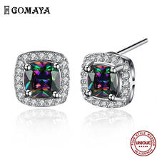 GOMAYA Vintage Stud Earrings For Women Punk Neo-Gothic Oval Color Cubic Zirconia Earring Fashion Anniversary Jewelry New Arrival 2024 - buy cheap