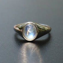 Anel de pedra preciosa natural azul, com pedra preciosa real 925 prata esterlina, design simples, joias finas para mulheres, novo estilo 2020 2024 - compre barato
