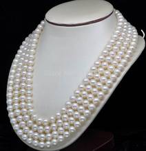 Fashion jewelry Free Shipping  wholesale good Fine jewelry 4-Strand 7-8MM AAA+ White Pearl Necklaces ("17"18" 19" 20") 2024 - buy cheap