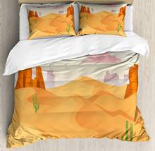 Dune Duvet Cover Set Drought and Hot Landscape and Cactus 3 Piece Bedding Set Orange Mauve 2024 - buy cheap