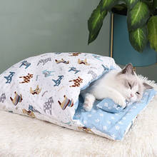 Japanese Cat Bed Winter Removable Warm Cat Sleeping Bag Mat With Pillow Pet Dog Bed House Cats Nest Kennel Cushion  Deep Sleep 2024 - buy cheap