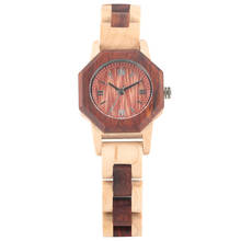 Relógio de pulso de madeira para mulheres, relógio de quartzo para mulheres com pulseira de madeira e fecho dobrável para garotas, relógios de pulseira com numerais romanos 2024 - compre barato