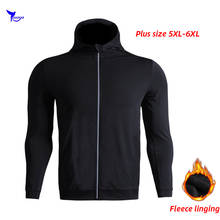 Plus Size 5XL 6XL Men's Gym Fitness Hoodies Sweatshirt Thermal Fleece Winter Running Jacket Men Black Hooded Sportswear Clothing 2024 - buy cheap