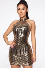 Sexy Women O-neck Sleeveless Bodycon Sequined Club Dress Elegant Pailette Mini Party Dress 2024 - buy cheap