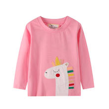 New Arrival Long Sleeve Animals T shirts for Girls Autumn Spring Unicorn Applique Fashion Children Clothing 2024 - buy cheap