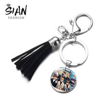 SIAN Kpop Stray Kids Keychain Korean Men's Team Youth Group Series Glass Pendant Leather Tassel Key Chain Holder Fans Souvenirs 2024 - buy cheap