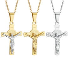 Vintage Cross INRI Jesus Cross Crucifix Pendant&Necklaces Men Christian Link Chain Fashion Jewelry Gold Silver Color Necklace 2024 - buy cheap
