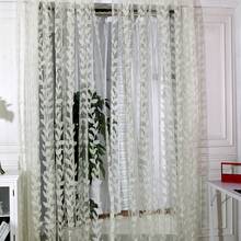 High-qulity Curtains Door Window Scarf Sheer Leaves Printed Curtain Drape Panel Tulle Voile Valances 2024 - buy cheap