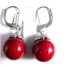 Red Coral Beads White Flower Hook Earrings stone wedding jewelry earringsnoble lady's CZ Luxury Ms. girl 2024 - buy cheap