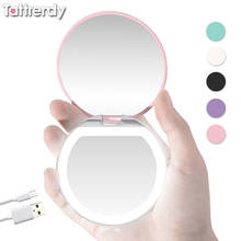 LED Light Mini Makeup Mirror Compact Pocket Face Lip Cosmetic Mirror Travel Portable Lighting Mirror 1X/3X Magnifying Foldable 2024 - buy cheap