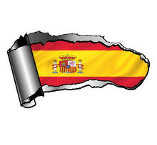 Ripped Open Gash Torn Metal Design  Spanish Country Flag Vinyl Car Sticker 2024 - buy cheap