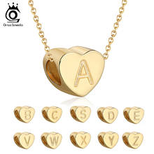 ORSA JEWELS S925 Sterling Silver Letters Necklaces Gold Plated Heart Beads Lucky 26 Letters DIY Necklace Jewelry Girl Gift SCB31 2024 - buy cheap