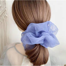 New Solid Mesh Hair Ties Elastic Hair Bands Women Summer Hair Accessories Beach Headwear Scrunchies Ladies Ponytail Holder 2024 - buy cheap