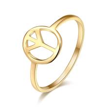 Женское кольцо из нержавеющей стали с символами любви и мира, обручальные кольца, аксессуары для женщин, ювелирные изделия W45 2024 - купить недорого