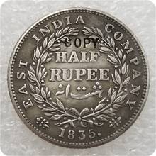 Moneda de copia de la India británica 1835, 1/2 rupe-william IV 2024 - compra barato