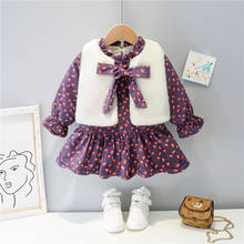 Vestido de invierno para niña de 0 a 4 años, ropa gruesa de estilo floral con lazo, vestidos de princesa para bebé y Niña 2020 2024 - compra barato