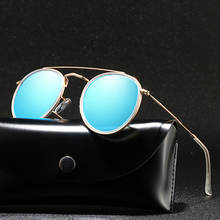 Чехол, круглые поляризованные солнцезащитные очки для мужчин, фирменный дизайн, Полароид, солнцезащитные очки для женщин, металлическая оправа, черные линзы, очки для вождения 2024 - купить недорого