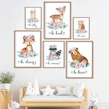 Cartoon Fox Deer Rabbit Baby Animals Wall Art Canvas Painting Nordic Posters And Prints Wall Pictures Kids Room Nursery Decor 2024 - buy cheap