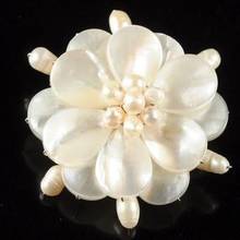 Pin de flor de concha de perla auténtica única para mujer, broche de Color blanco, joyería fina hecha a mano, regalo de fiesta de cumpleaños de boda, FN9447 2024 - compra barato