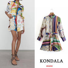 KONDALA Women's Dress Vintage Za Fashion 2021 Regional style print mini dress Long Sleeve Elegant Mujer Vestidos 2024 - buy cheap