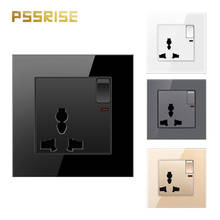 PSSRISE G11 Universal Three-hole with switch Socket Tempered Glass panel Wall Outlet Grounded Household Power Socket Switch 2024 - buy cheap