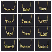 12 Zodiac Letters Pendant Gold Plated Chain Necklace Aries Taurus Gemini Cancer Leo Scorpio Necklace Constellation Jewelry Gift 2024 - buy cheap