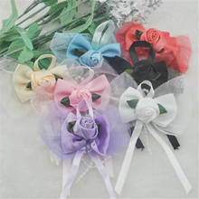 10 pcs Ribbon Flowers W/rose W/rose leaf Appliques Wedding Deco Craft E55 2024 - buy cheap